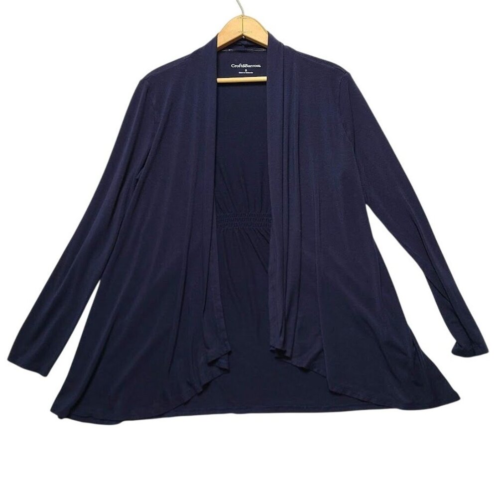 Croft & Barrow Womens Size S Open Front Wrap Cardigan Draped Jersey Navy Blue